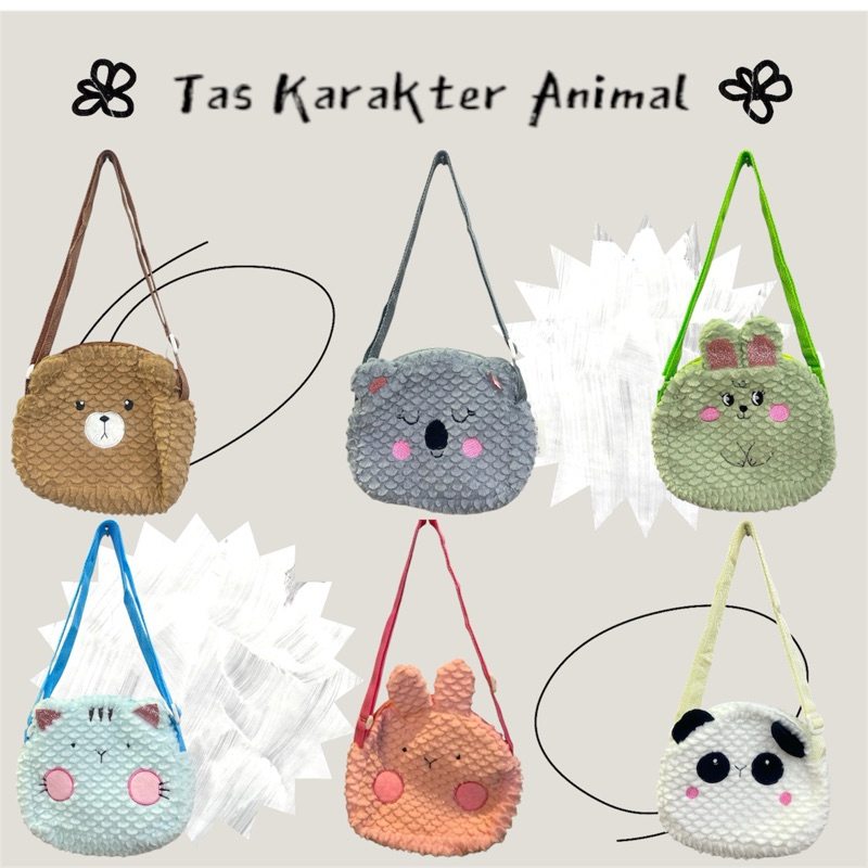 Sling Bag / Tas Selempang Bulu Motif Animal Bahan Lembut