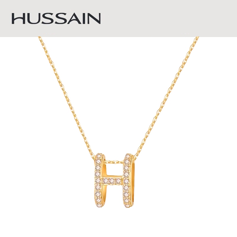 Kalung Emas 18K Kalung Liontin Huruf H Wanita Rantai Tulang Selangka