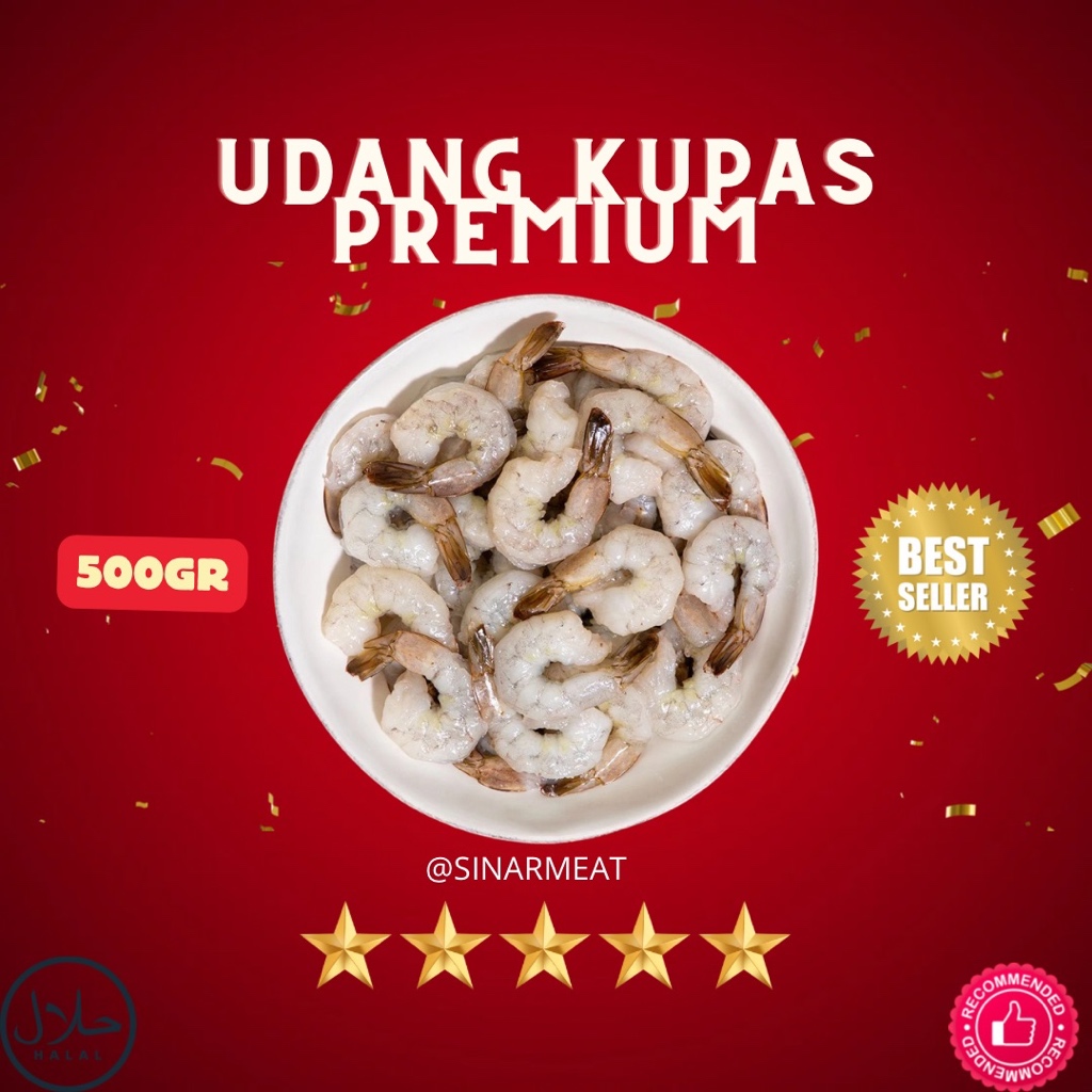 

UDANG KUPAS PREMIUM 500GR BERSIH TEBAL DAGING