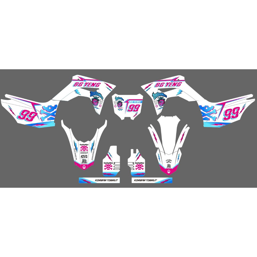 Decal crf supermoto stiker sticker striping crf 150 l warna putih keren list