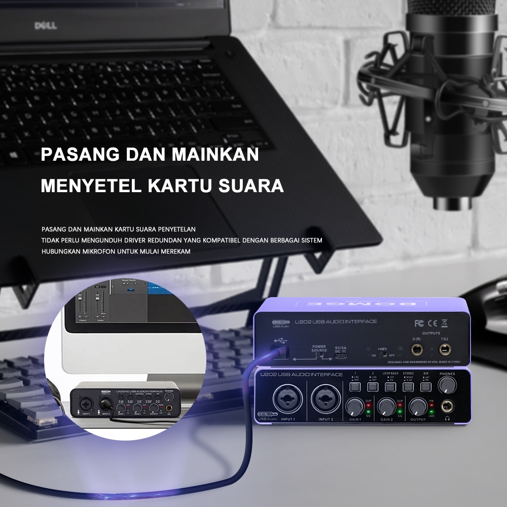 Bomge U202P Usb Audio Interface With Mic Preamplifier Xlr/Tsr/Ts Ports,48V,32-Bit/192Khz Resolution