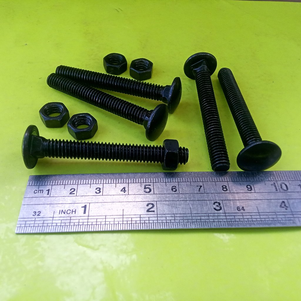 BAUT MUR CB 5/8 x 2 1/2" INCHI / BAUT M16 PANJANG 6CM HITAM BAUT PAYUNG BUMPER CARRIGE BOLT BAUT TRU