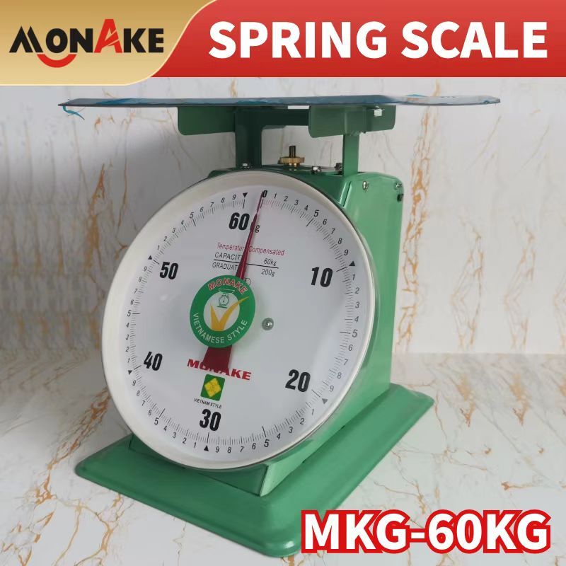 Timbangan VIETNAM HIJAU MONAKE MKG - 60kg Besi Stainless Jarum Analog Manual Duduk Sembako Telor Kue