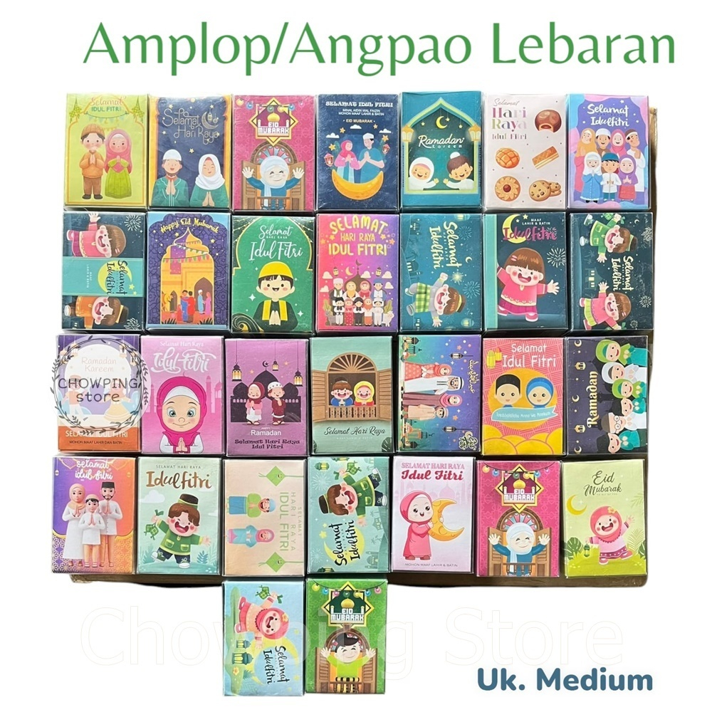 

50pcs Amplop Angpao Lebaran Idul Fitri Ramadhan Karakter Kartun Dewasa Box Mika
