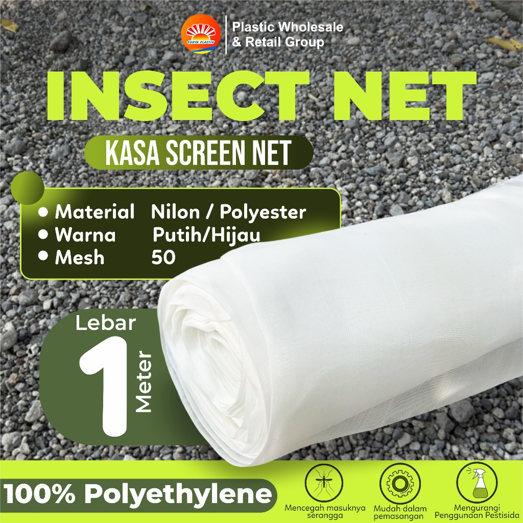 Insect net lebar 1 meter - Jaring penghalang serangga greenhouse