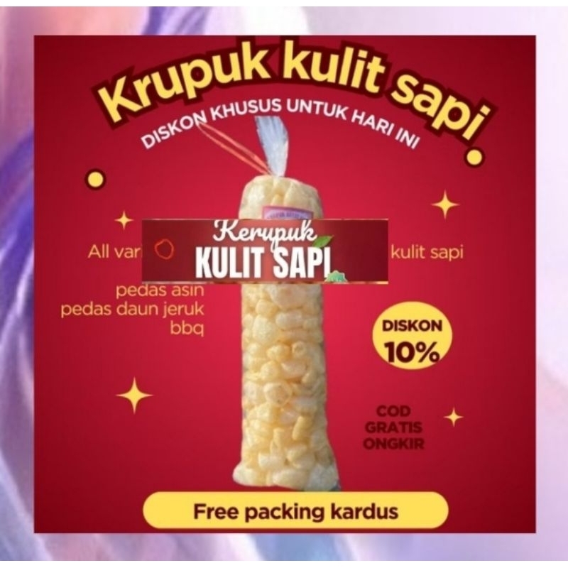 

KERUPUK KULIT SAPI RAMBAK SAPI DOROKDOK ASLI ANEKA RASA SUPER RENYAH 1 BAL 200 GR