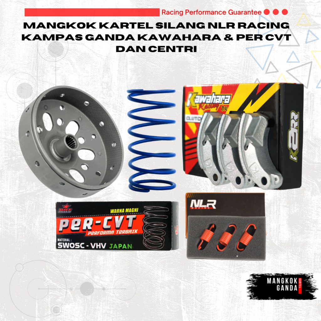 Paket Kirian Mangkok Ganda Kartel Silang SET Kampas Kawahara/CVT & Per Sentri NLR beat/mio series