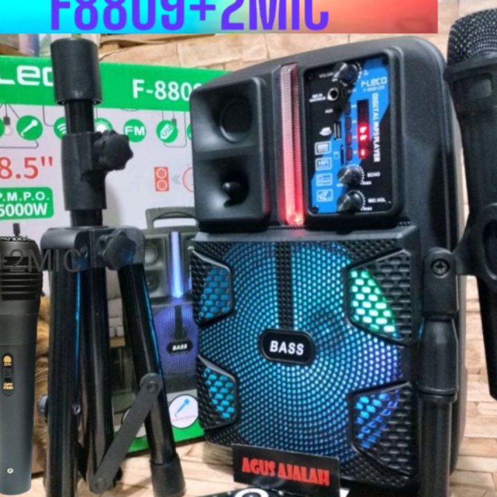 Hemat speaker bluetooth karaoke 85 inch mic wireless x bass radio fm watt LED xtra bass Qualiity wir