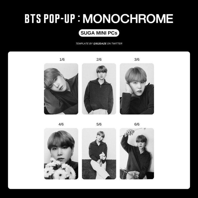 mini photocard mpc monochrome bts min yoongi suga