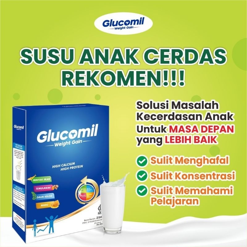 

Susu Pertumbuhan Anak - GLUCOMIL 200gr Susu Bubuk Etawa Plus Ekstrak Alpukat Temulawak Daun Kelor - Penambah Nafsu Makan Anak & Tinggi Badan Anak