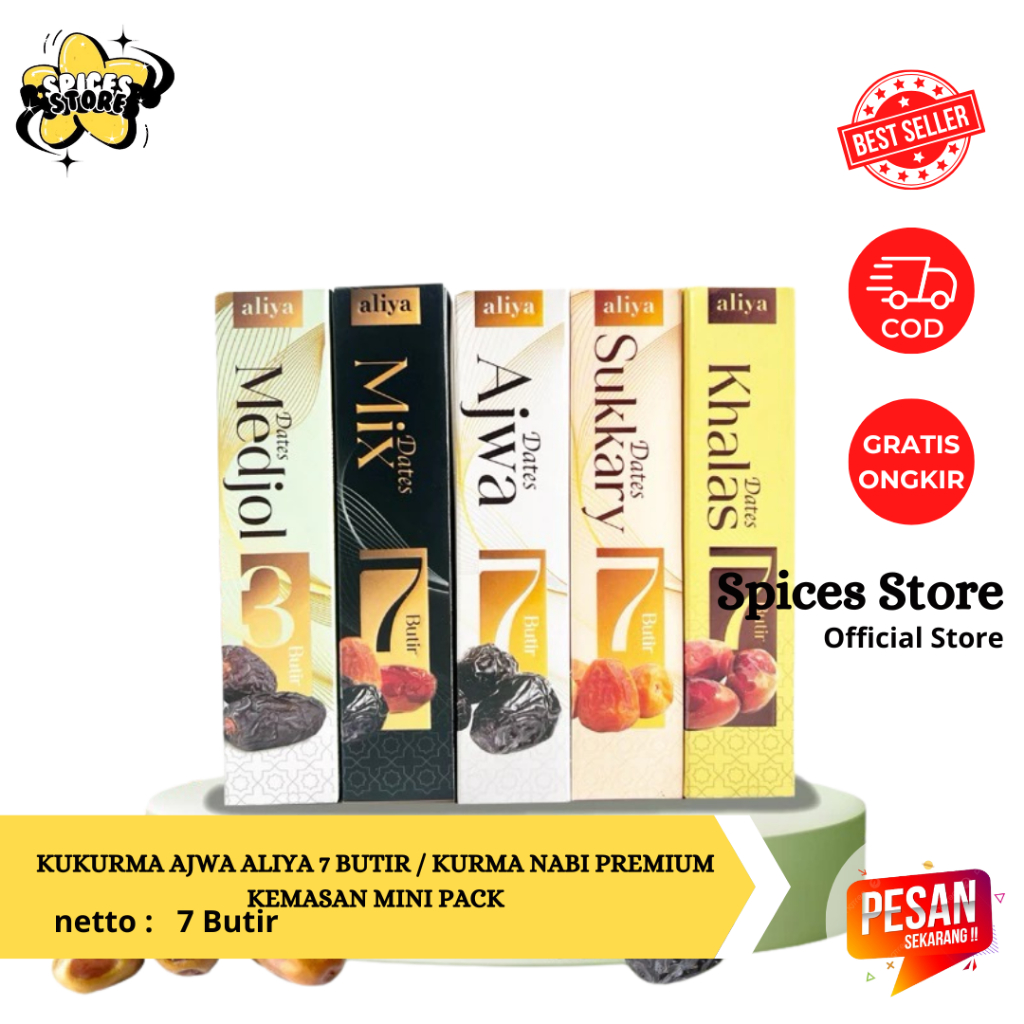 

Buah Kurma Ajwa Aliya 7 Butir / Kurma Nabi Premium Kemasan Mini Pack - Spices Store - Kurma Murah