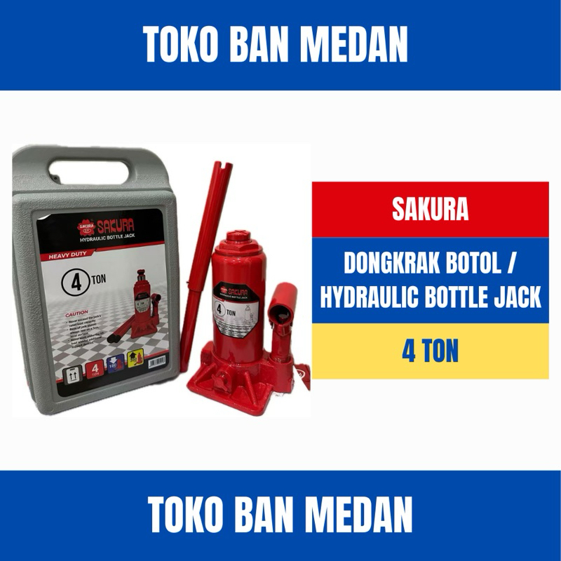 DONGKRAK BOTOL 4 TON SAKURA / HYDRAULIC BOTTLE JACK 4 TON SAKURA ( KOMPLIT DENGAN KOTAK )