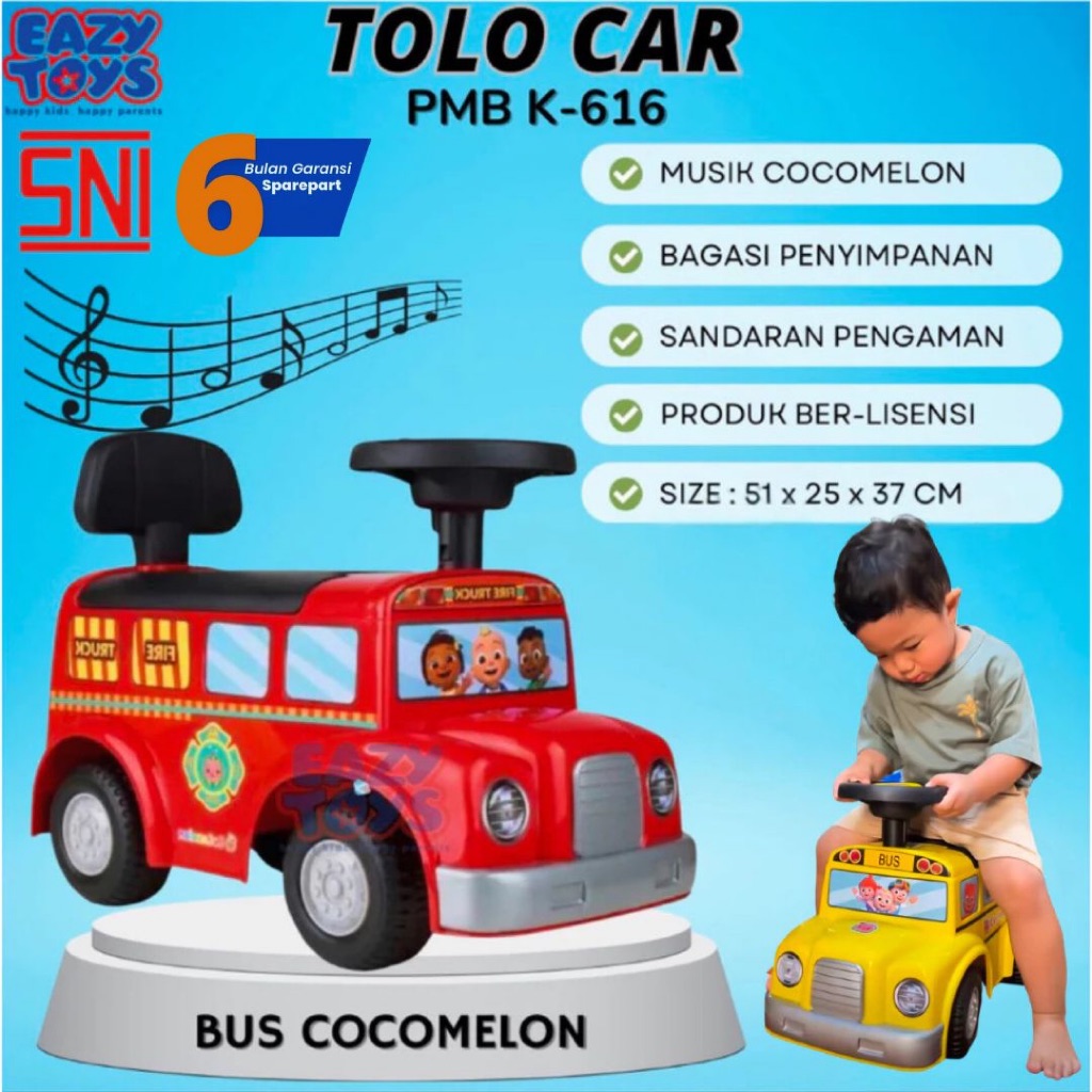 Cocomelon Bus Mobil Mobilan Anak Bisa Dinaiki Nyala Lampu Bunyi Musik Lisensi Resmi