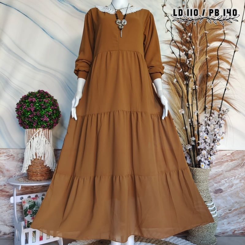 Gamis Ceruty Kerah Renda