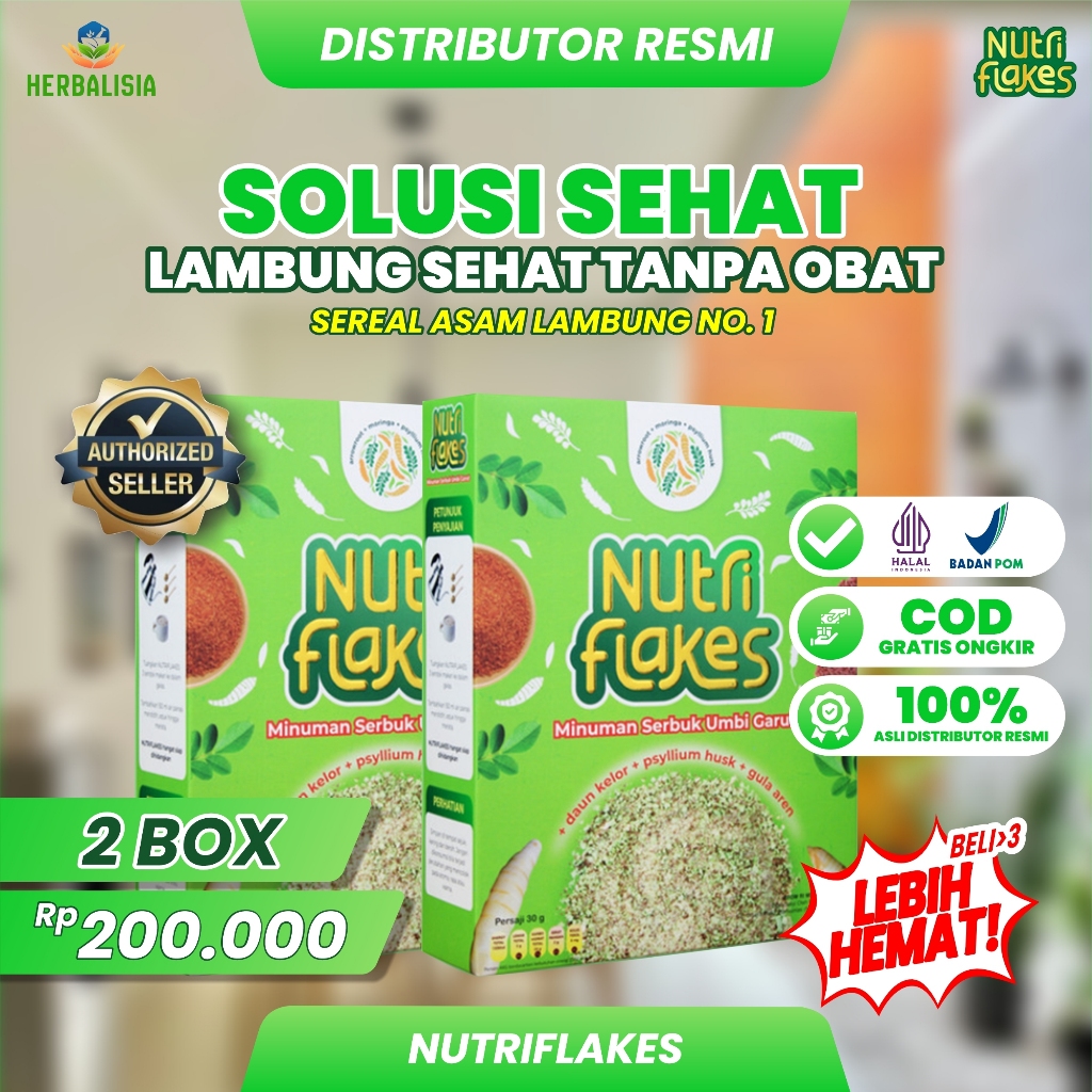 

Paket 2 Box Nutriflakes : Sereal Umbi Garut: Sarapan Sehat untuk Meredakan Asam Lambung Isi 280 Gram