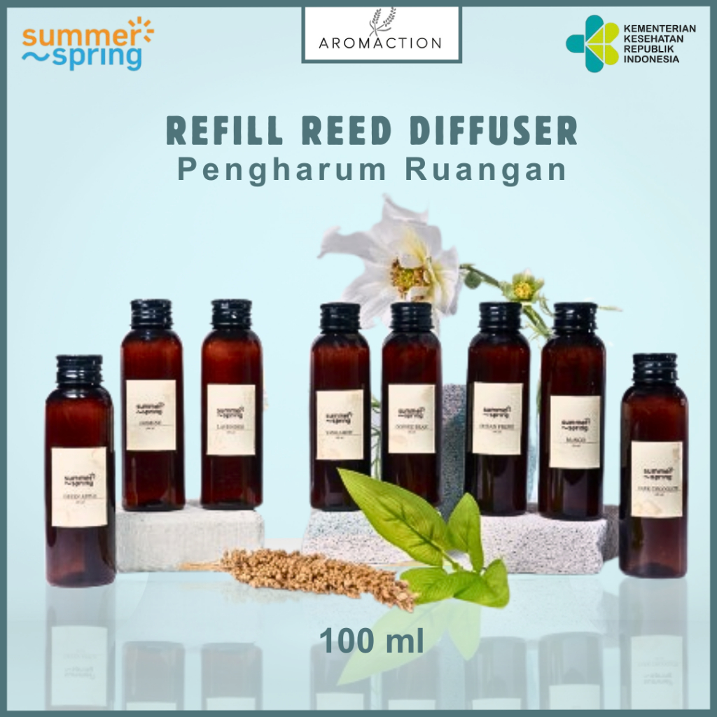 ORIGINAL - Summerspring Refill Reed Diffuser 100ml / Isi ulang Pengharum Ruangan / Pengharum Mobil /