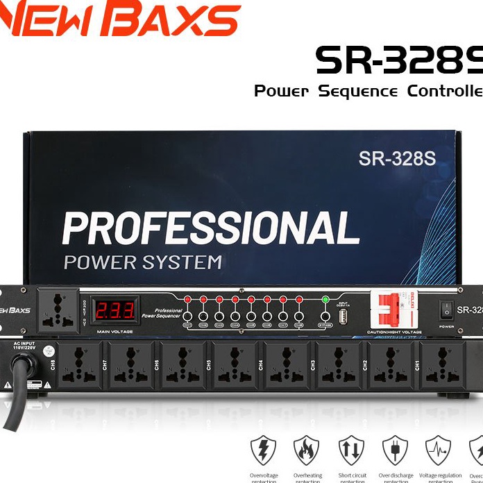 Diskon power manager BAXS SR328S Colokan Listrik 4 amp power controller 8channel audio time system p