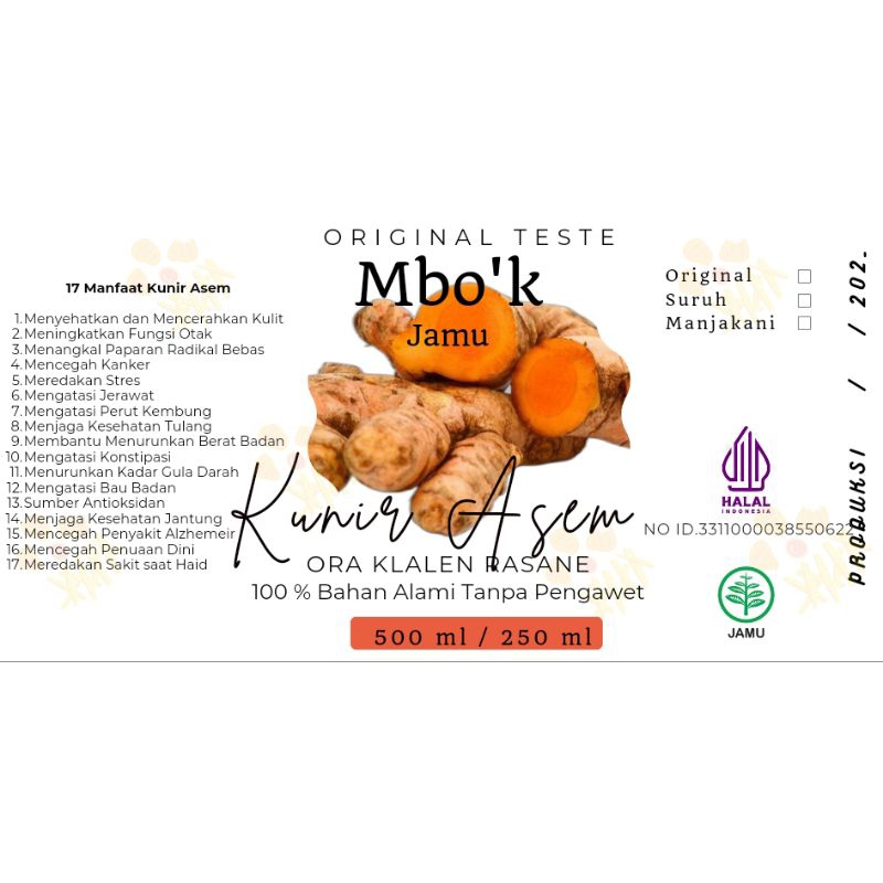 

Kunir Asem Manjakani 250 ml