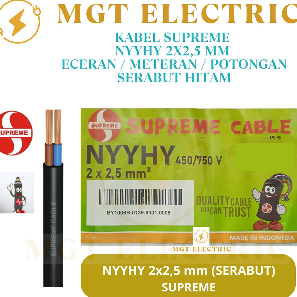 Bonus KABEL SUPREME NYYHY 2X25MM SERABUT HITAM 2X25 MM ECERAN