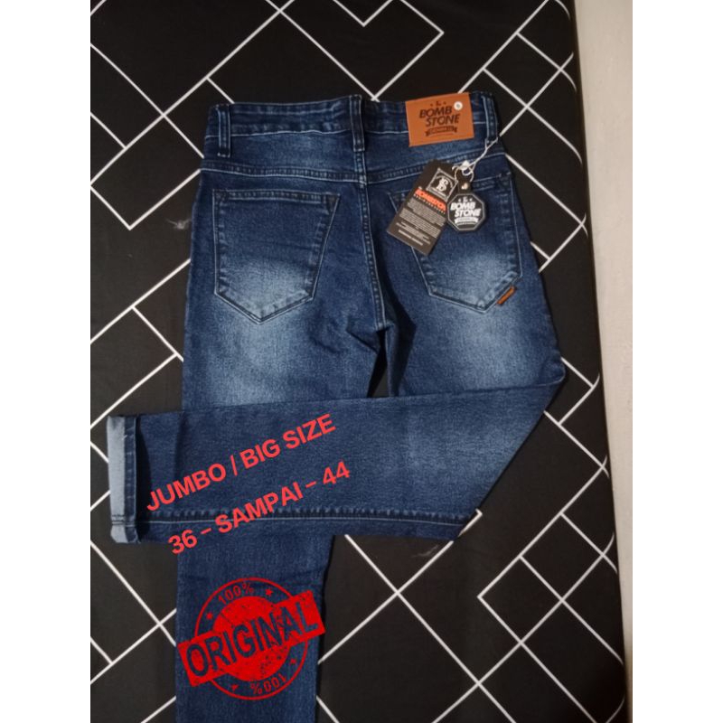 BOMBSTONE Celana Jeans Jumbo Big Size Skinny Celana Jeans Pria Jumbo Celana Jeans Big Size