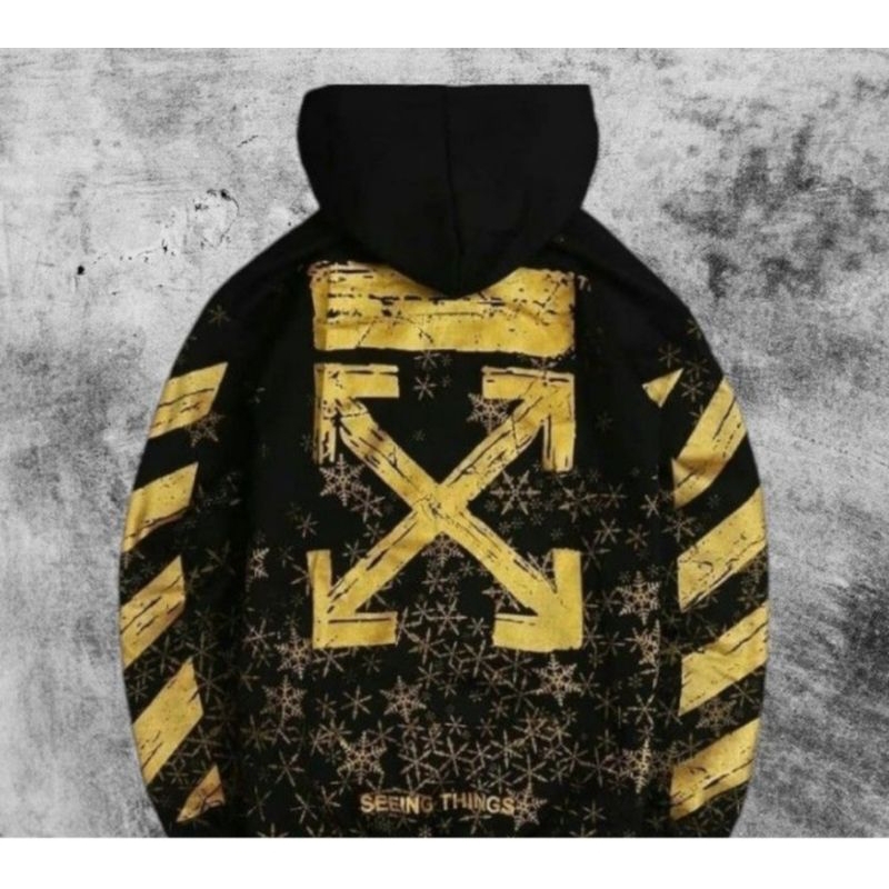 HOODIE OFF WHITE ARROWS SNOW GOLD HITAM NEW