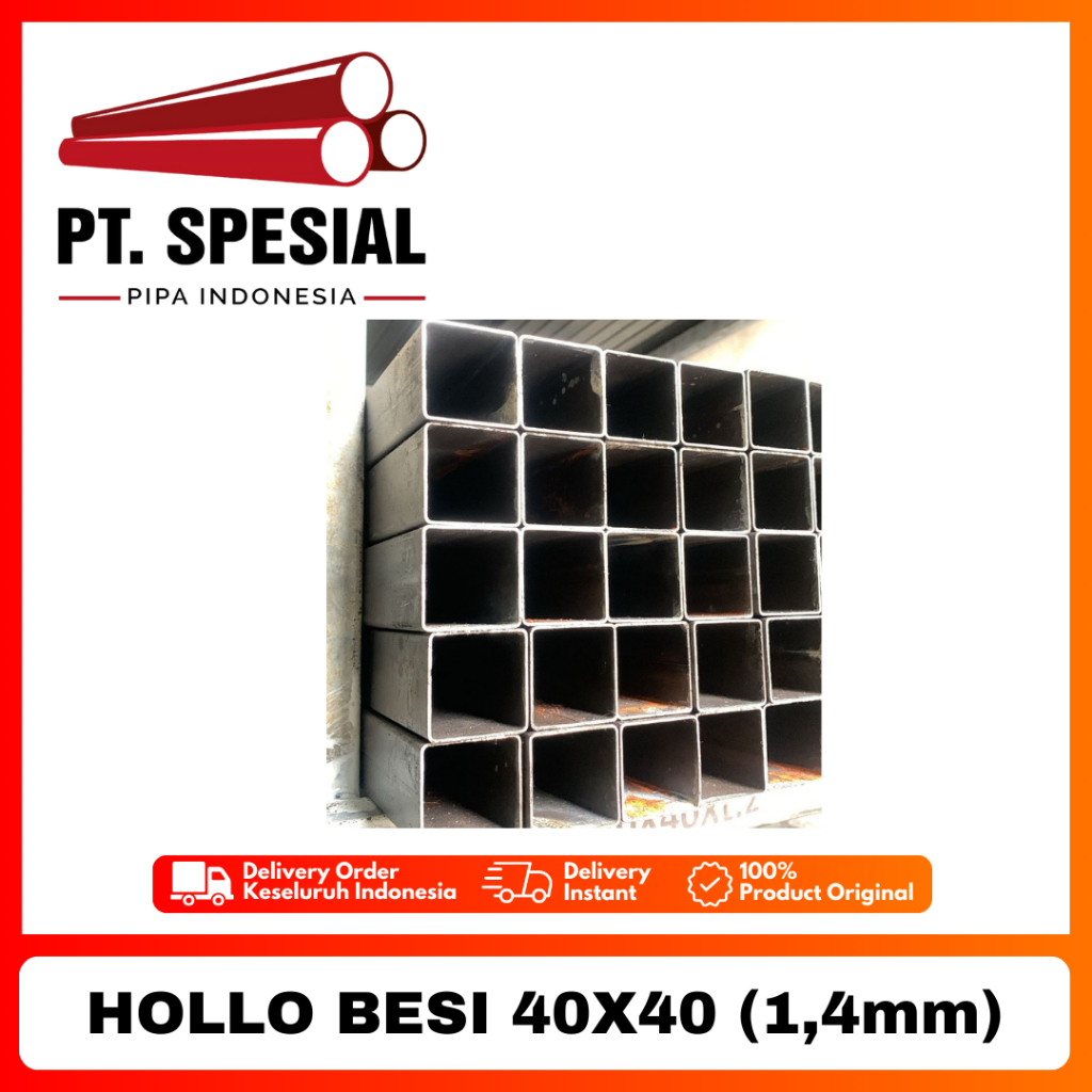 Besi Hollo 4x4 / Hollow Hitam / Hollo Besi 40x40 Tebal 1.4mm 50BTG - 08