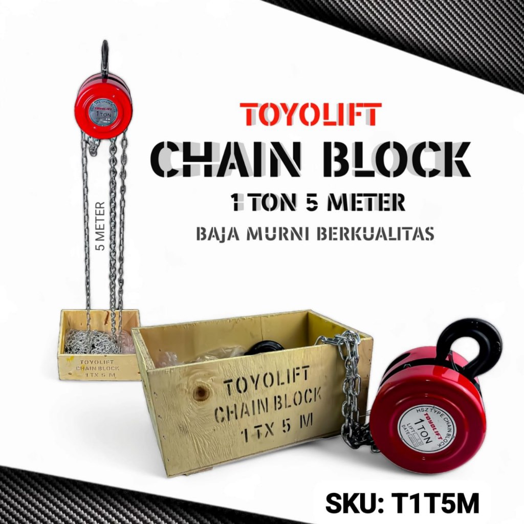 TOYO LIFT Chain Block 1 Ton 5 Meter Katrol Kerekan Takel Garansi Resmi Chainblock