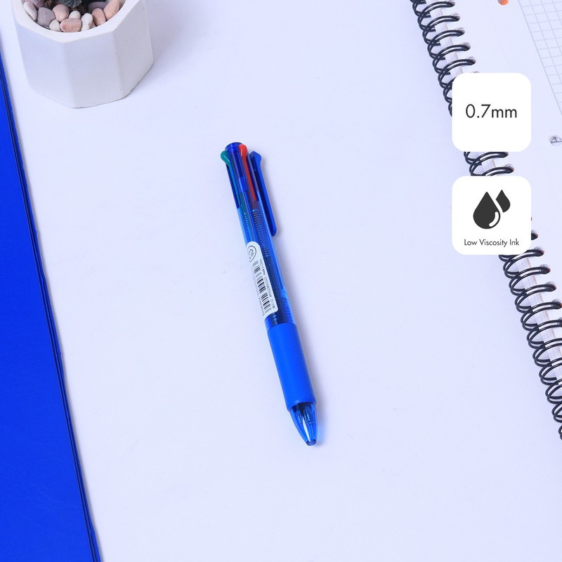 

[Terminal Stationery 01] Bantex Pulpen 0.7 mm 4 Warna / Ballpoint Pen Pegangan Karet Lembut BG1112