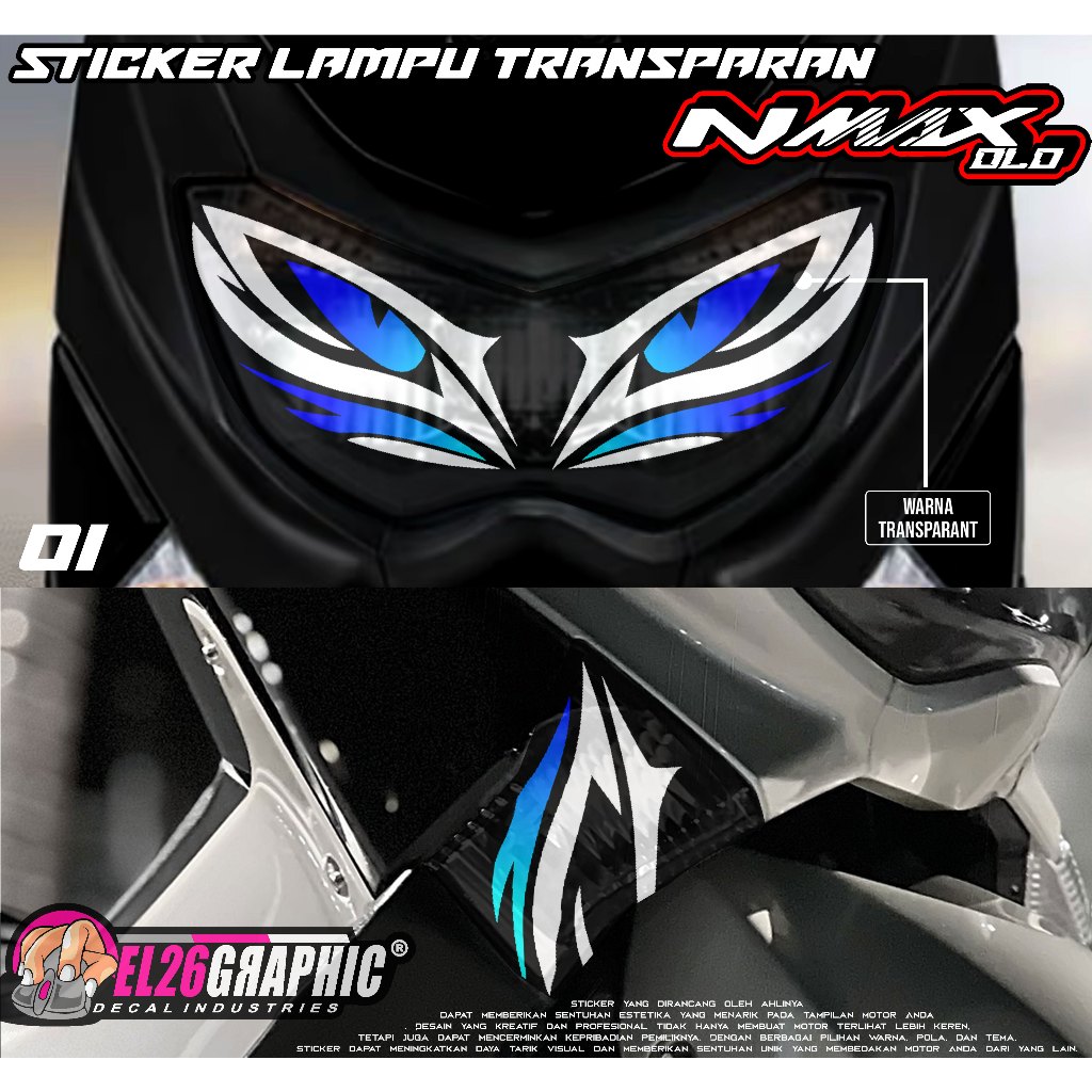 KODE 01 STIKER ALIS LAMPU MOTOR NMAX OLD - STIKER LAMPU NMAX OLD VARIASI TERBARU
