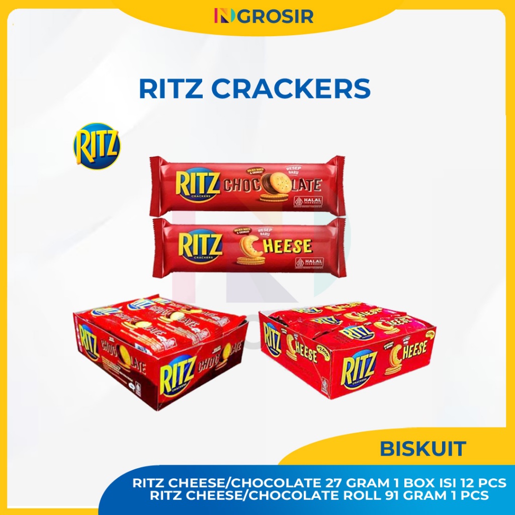 

Ritz Crackers Biskuit Rasa Cheese/Chocolate Kemasan 91gr/27gr Paket 1 PCS/1 BOX