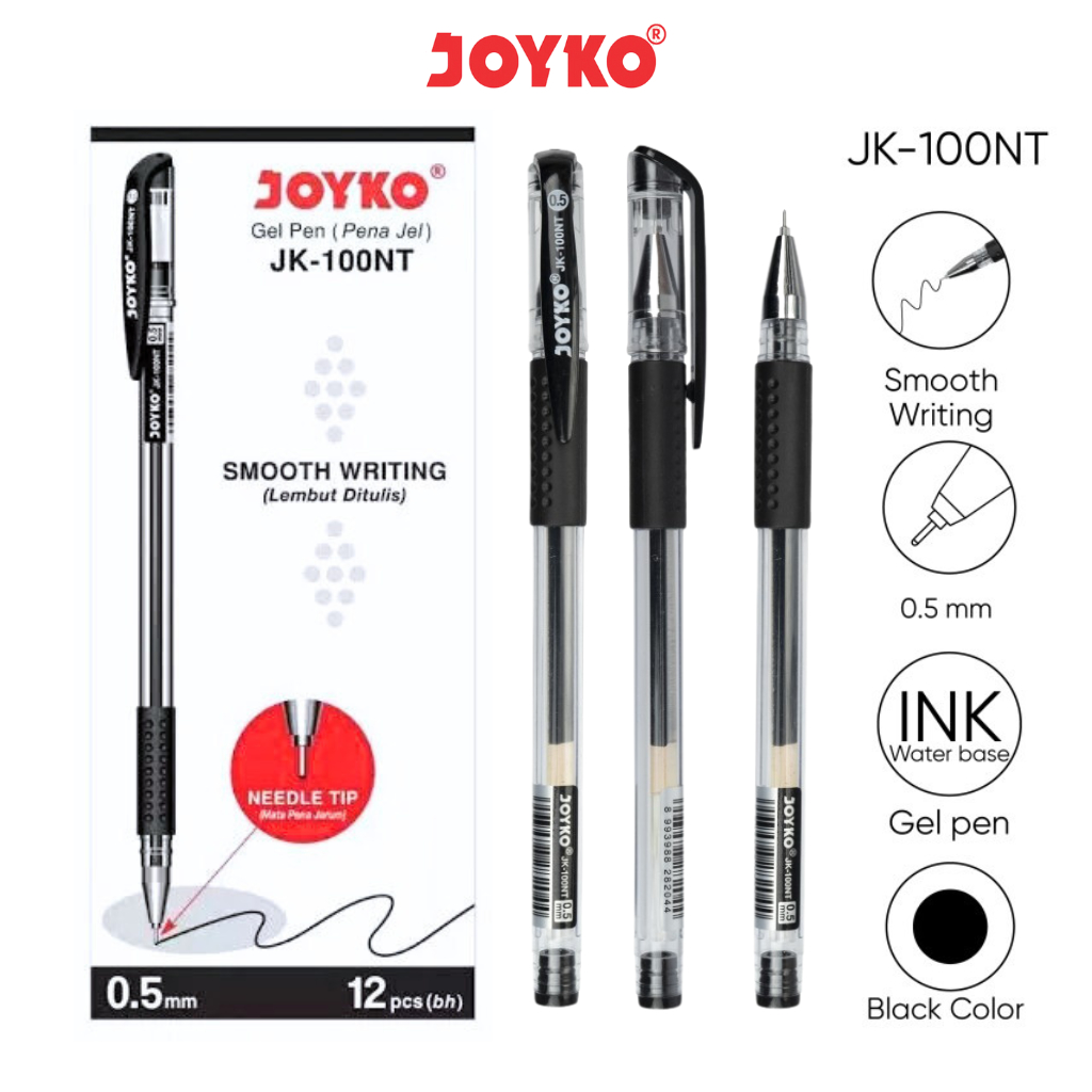 

Pulpen Gel Joyko Smooth Writing Lembut Ditulis 0.5mm JK-100NT - 1Pack Isi 12PCS
