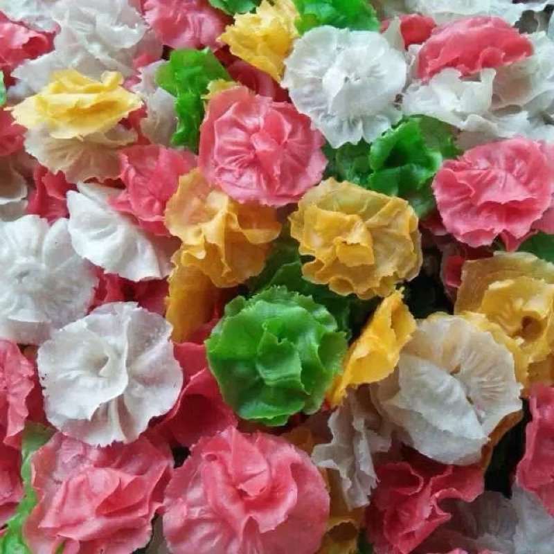 

KEMBANG ROSE/KERUPUK BUNGA WARNA WARNI/isi 50 -60pcs