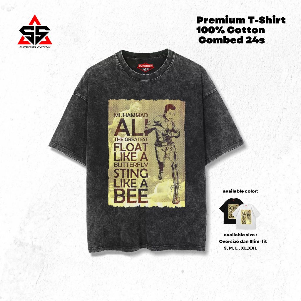 SUPERIOR Kaos Muhammad Ali Oversized washed tshirt Oversize slimfit sandwash ALI-4