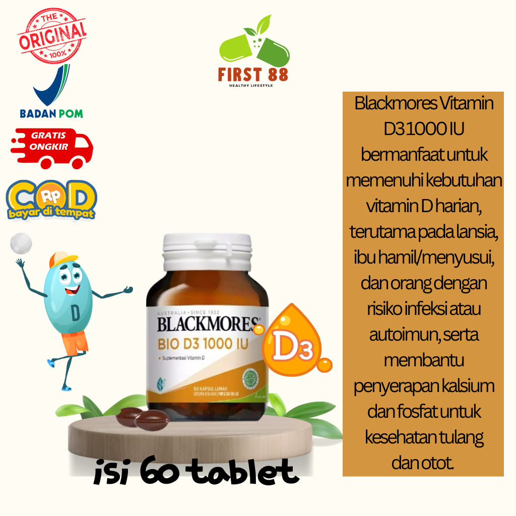 Blackmores Vitamin D3 1000IU 60 Capsules ( Kalbe Farma )