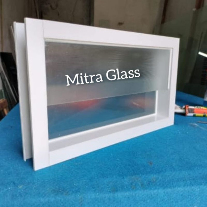 jendela Aluminium Zig-zag kaca mati L80 x T40