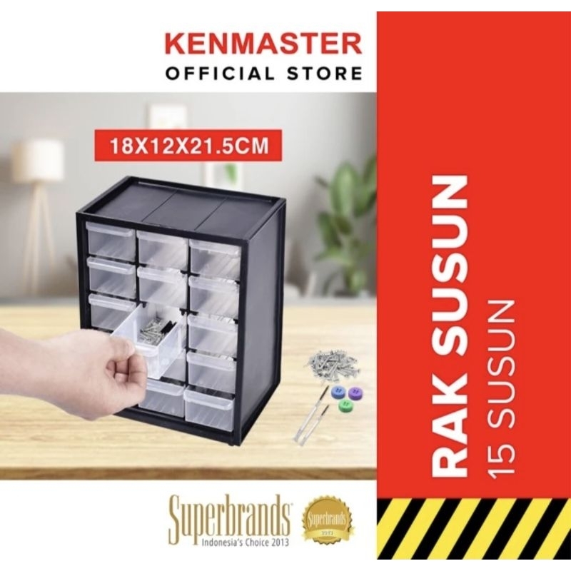 Kenmaster RAK-017 Rak Susun Rak Drawer 15 Susun Rak Laci Sparepart Mini Murah