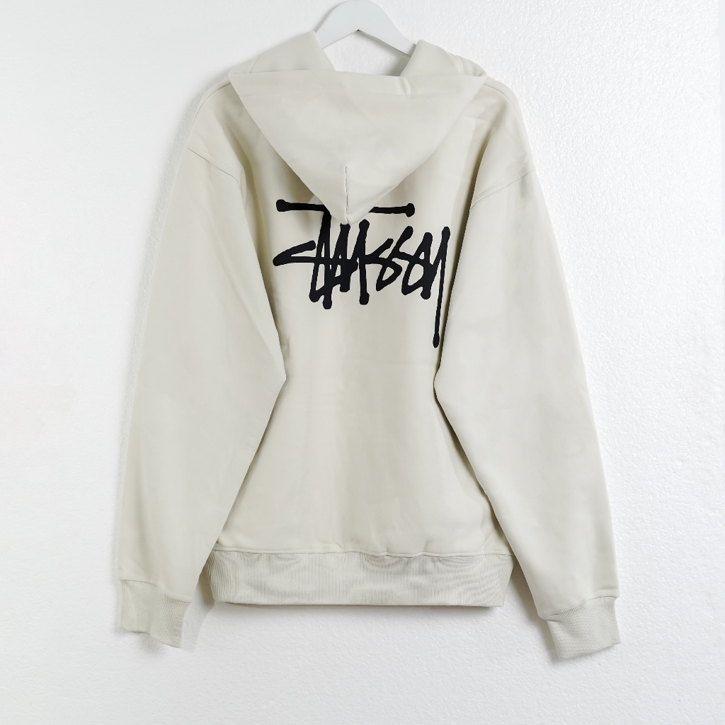 Hoodie STUSSY SIGNATURE SMALL TEXT BLACK IVORY WHITE ZIP HOODIE 100% ORIGINAL