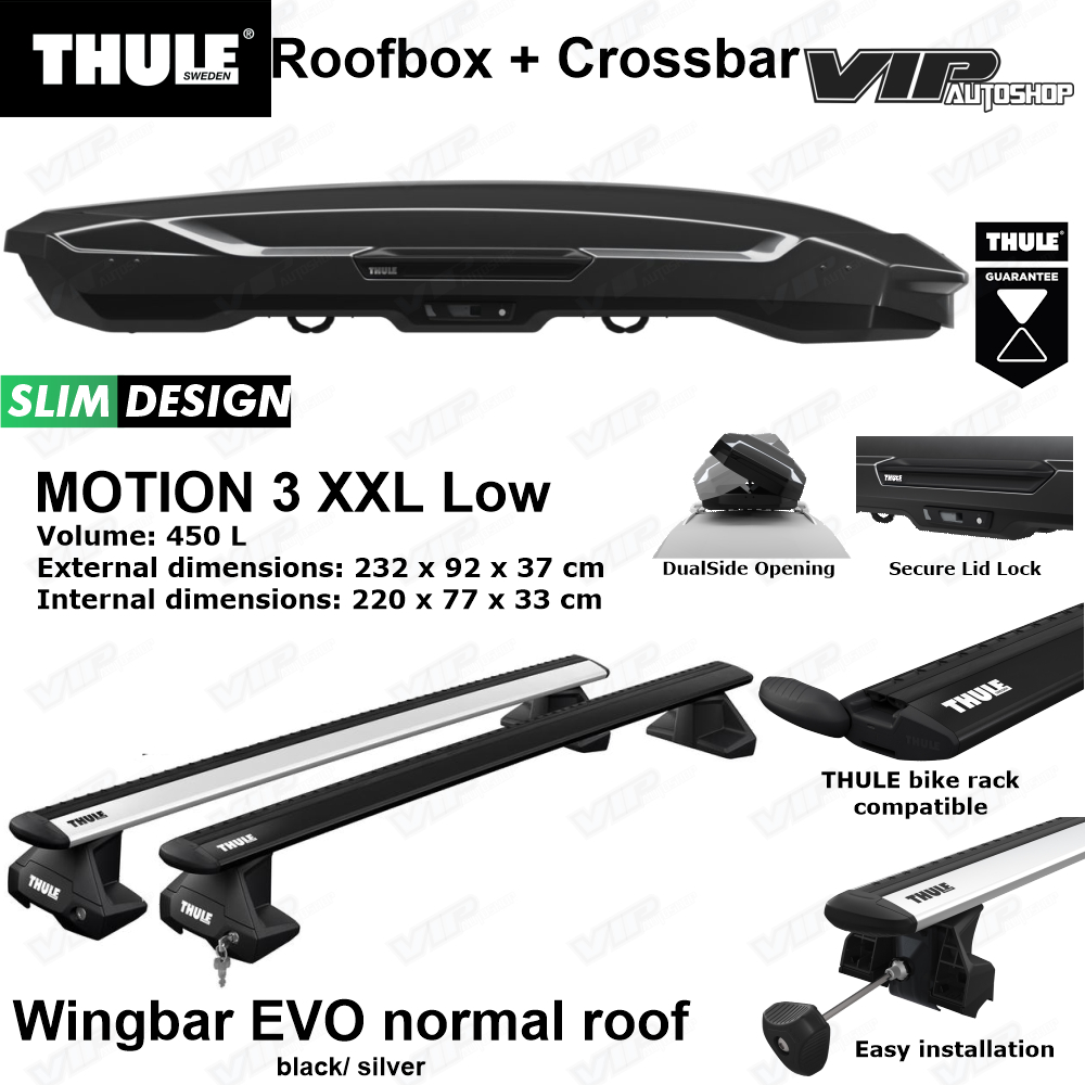 Roofbox Roof Box THULE Original MOTION 3 XXL LOW Slim Alpine +Wingbar Innova / Venturer 2016-2026