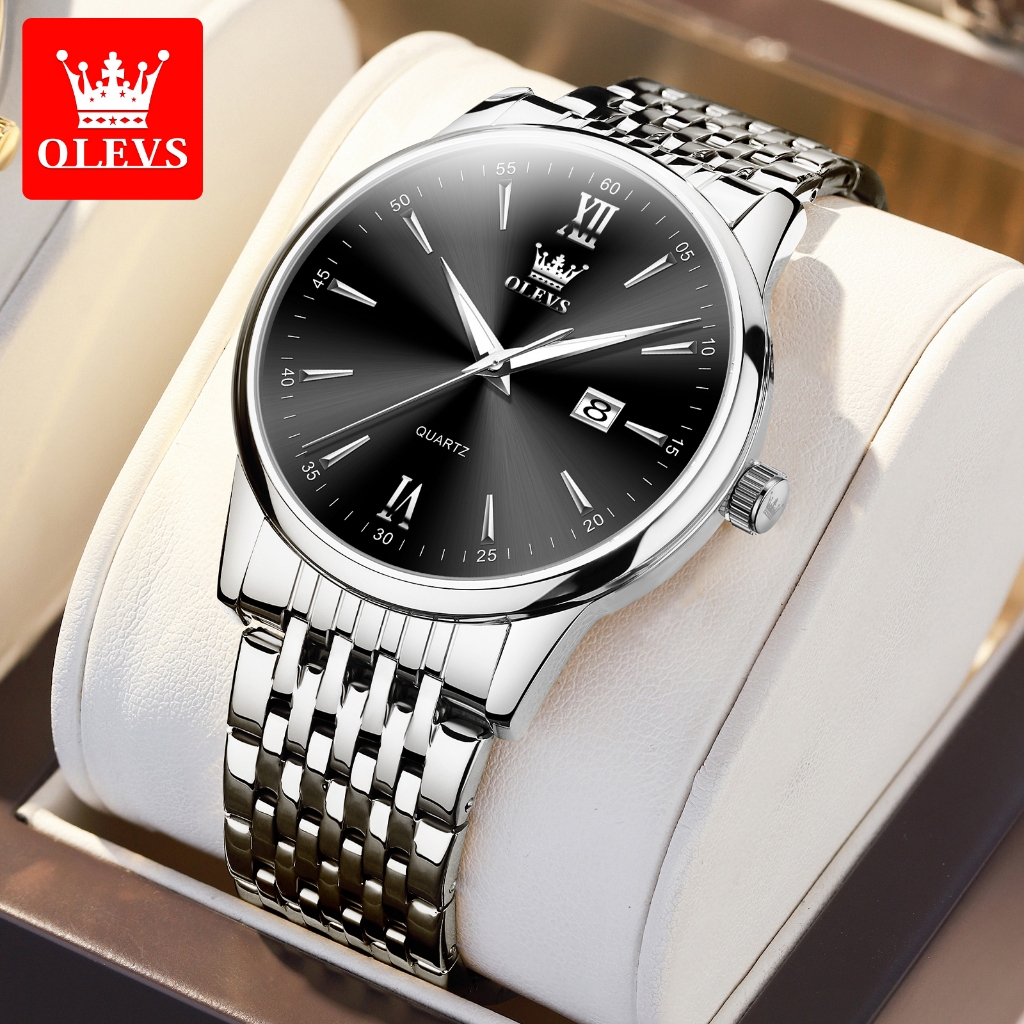 OLEVS Jam Tangan Pria Original Terbaru Analog Anti Air Casual Keren Quartz Jam Tangan Pria Rantai