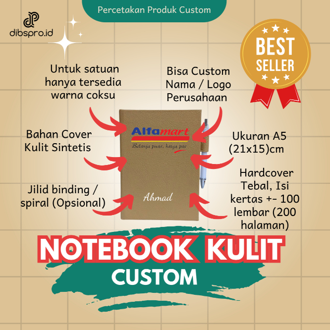 

Notebook Kulit Sintetis Custom Nama / Logo / Gambar