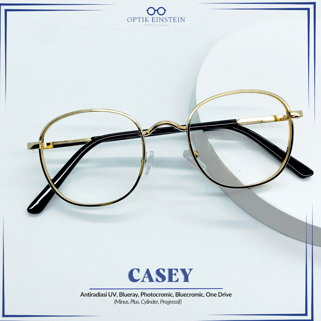 Einstein Optical - #85 CASEY | Kacamata Minus Model Bulat Bahan Besi Gagang Telinga dilapisi dengan 