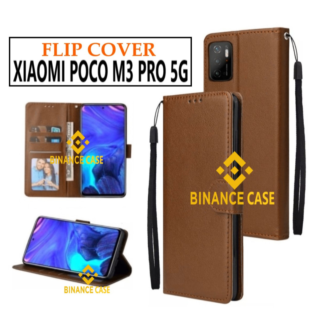 LEATHER FLIP CASE XIAOMI POCO M3 PRO 5G CASE KULIT FLIP WALLET LEATHER KULIT PREMIUM SARUNG BUKA TUT