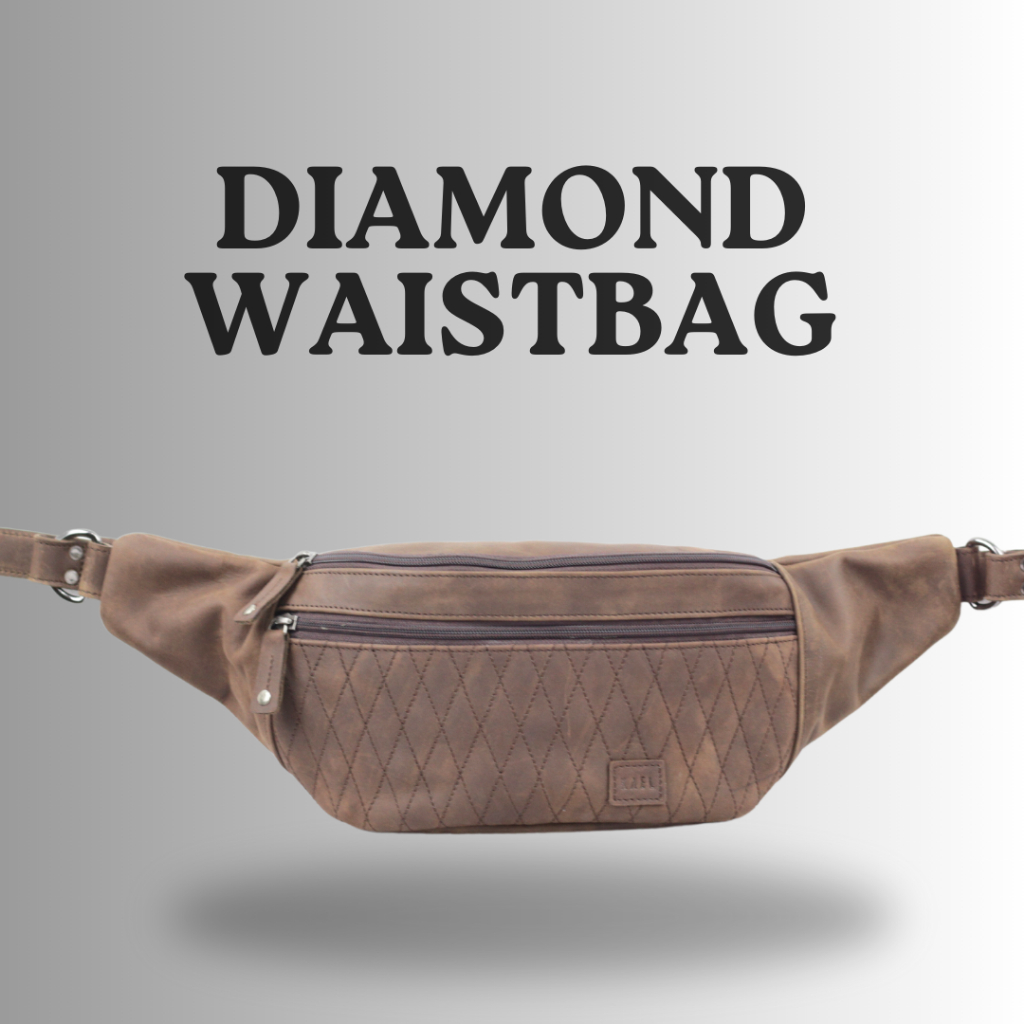 Kael Leather Waistbag Pria - Tas Selempang Pria Kulit Diamond Waistbag