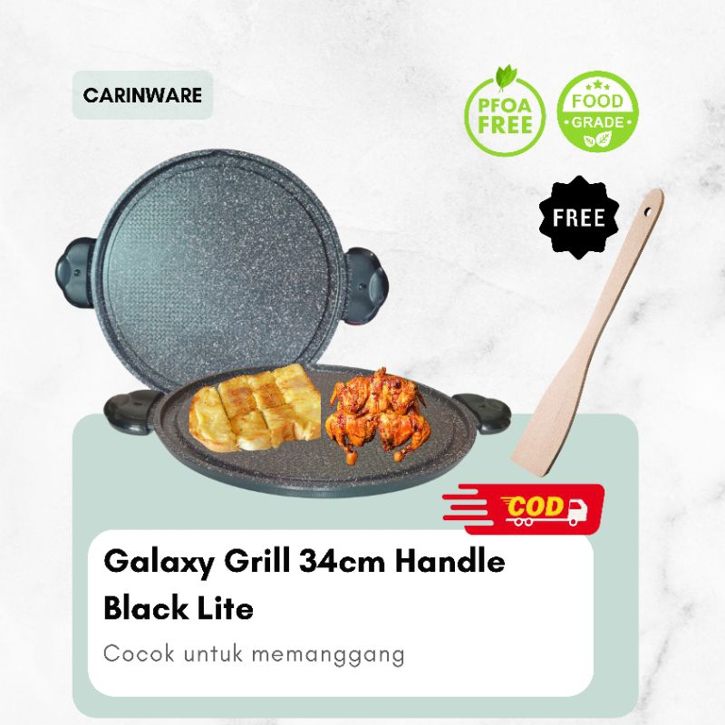 Carin korea grill pan jumbo 34cm handle blacklite | alat pemanggang | panggangan granite series
