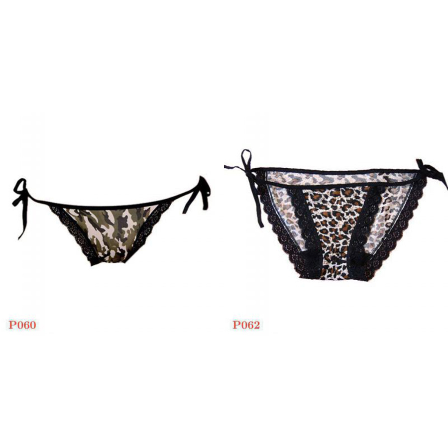 P060 Celana Dalam Wanita Panties Thong Seksi Army Loreng Macan Tutul Ikat Samping