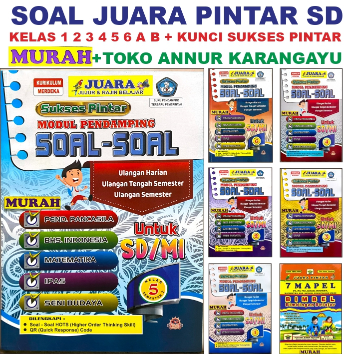 Munur Soal Sd Juara Pintar Murah + Kunci Jawaban Buku SUKSES PINTAR 2025 Mu Kelas 1 2 3 4 5 6 A B Pe