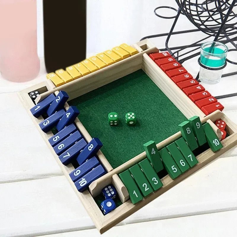 4 Warna Mainan Board Game The Box Board Gae Untuk Keluarga Glory Shut the box board game Dadu Shut