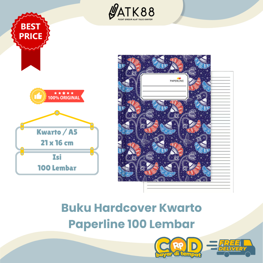 

[ATK88] Buku Hardcover Quarto Paperline Isi 100 Lembar - Buku Tulis Kwarto Kualitas Premium
