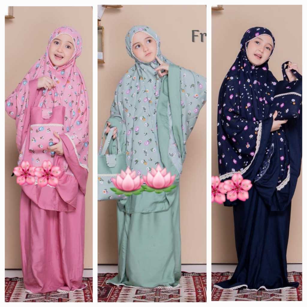 Mukena Anak Tanggung premium tali karet Fresia series