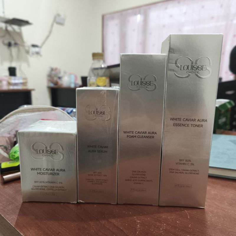 100% Original Louisse Choice White Caviar Aura Skincare set Facial+Toner+Serum+Moisturizer BPOM